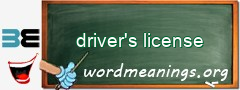 WordMeaning blackboard for driver's license
